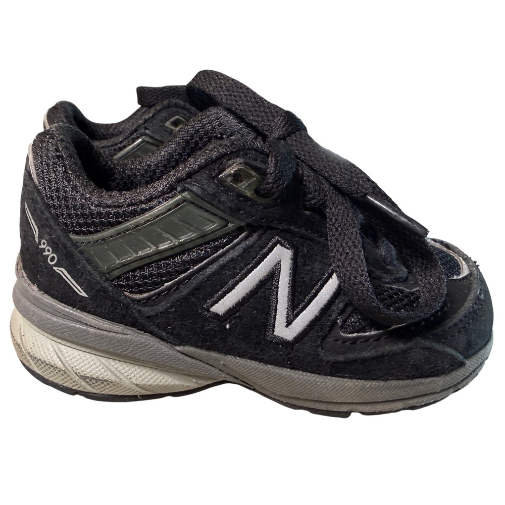 New Balance Kids 990v5 Black Suede Lace Up Athletic Shoes Toddler Size 6